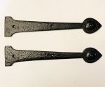 A Pair Of 12" Spear End False Door Hinge Fronts in Black Cast Iron 